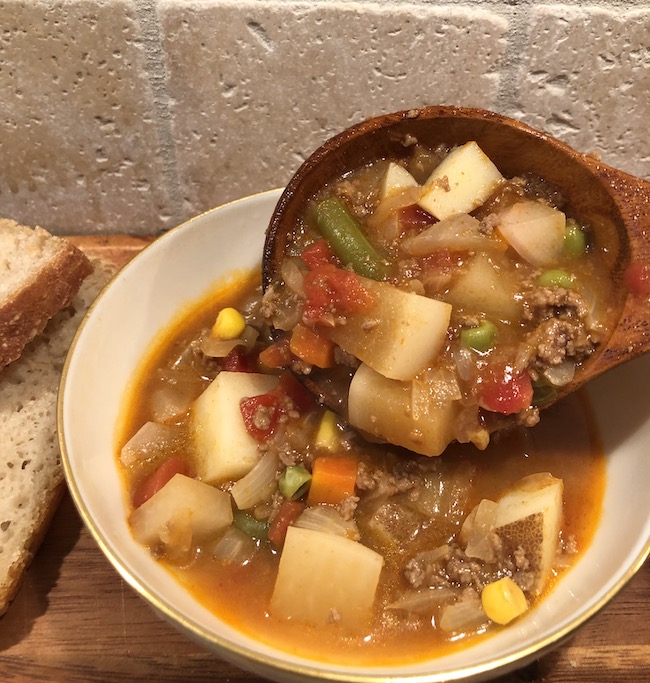 ladle up a delicious bowl of hamburgers soup
