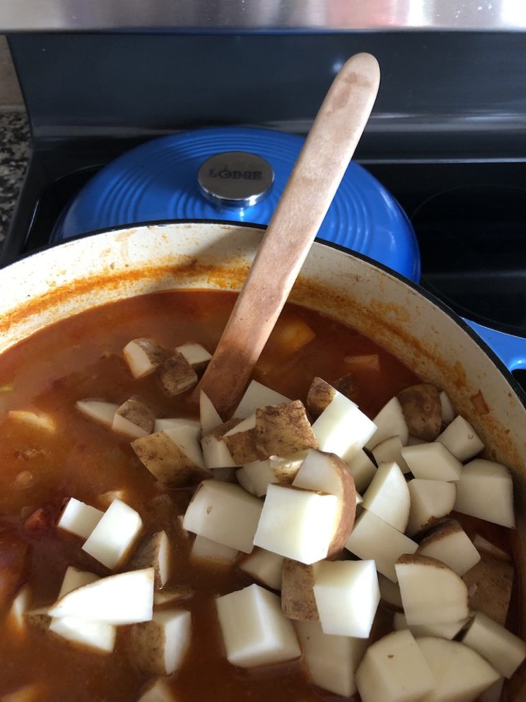 adding potatoes to hamburger soup recipe
