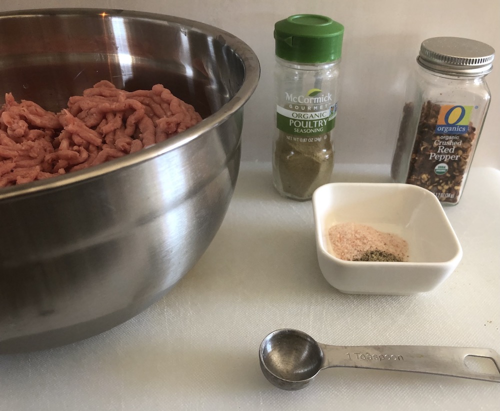 Ingredients for making homemade turkey sausage