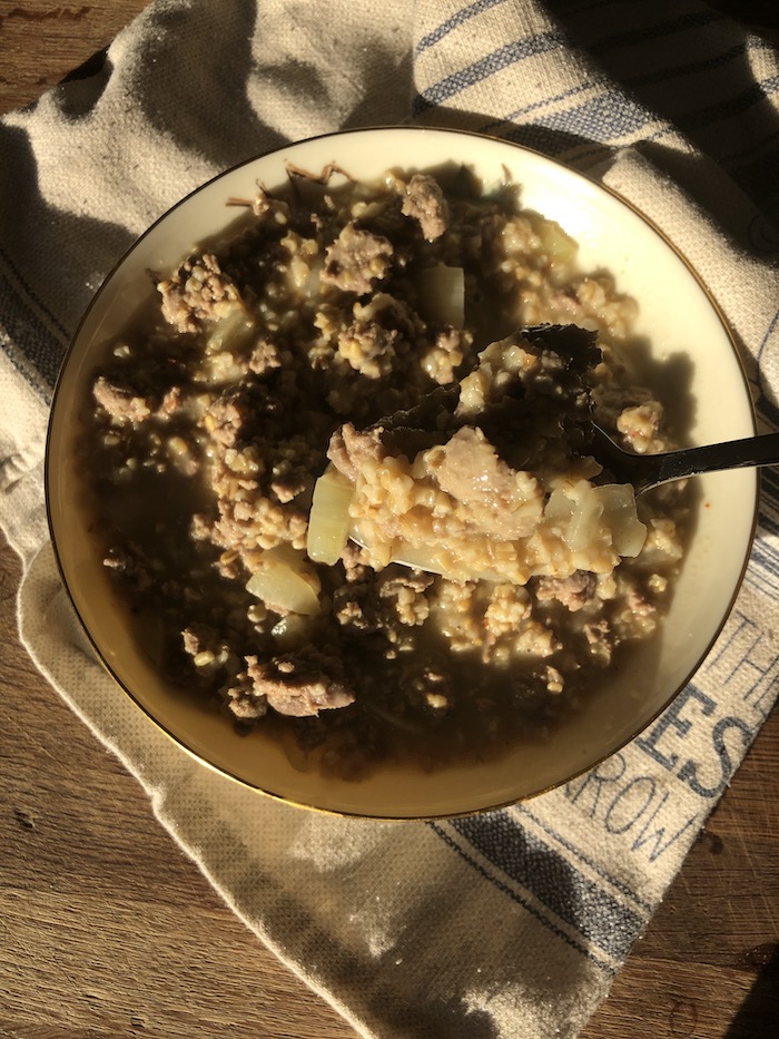 Savory steel cut oats with sausage